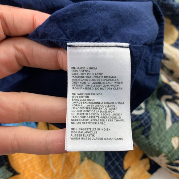 Lands End Tropical Floral Smocked Bodice Puff Sleeve Dress L - Picture 5 of 7